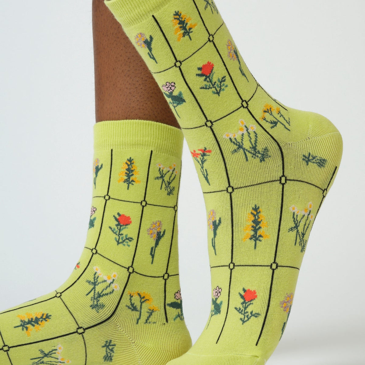 Yellow floral print box socks | Glassworks London
