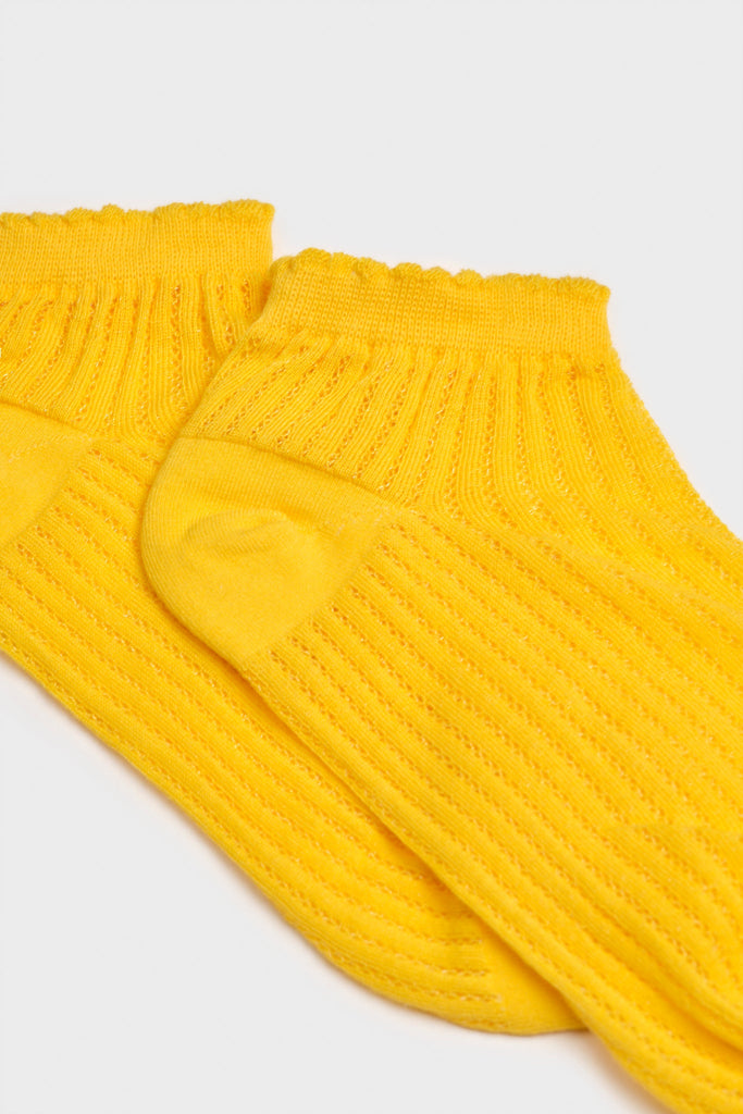 Yellow ribbed soft trim ankle socks_4