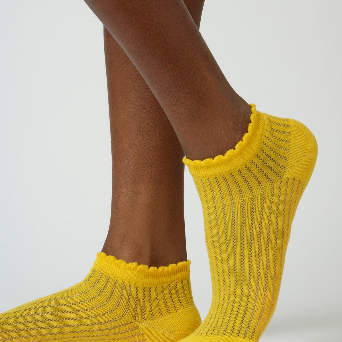 Yellow ribbed soft trim ankle socks | Glassworks London