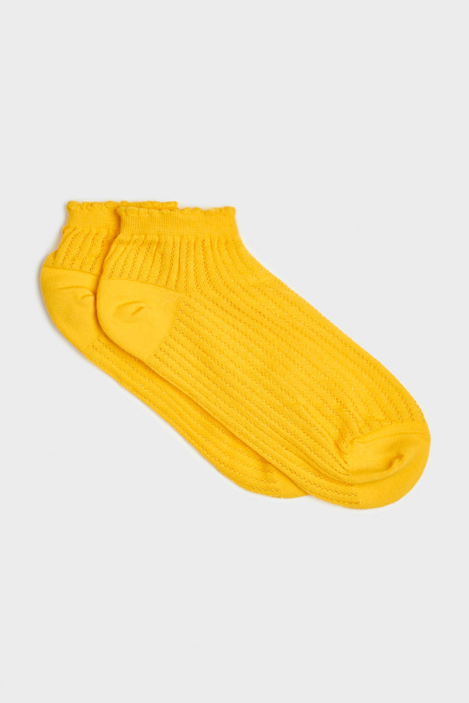 Yellow ribbed soft trim ankle socks_3