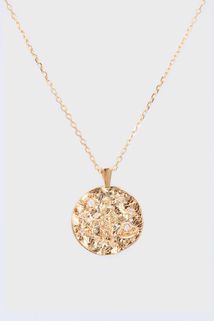 Gold zodiac charm necklace - Aquarius_2