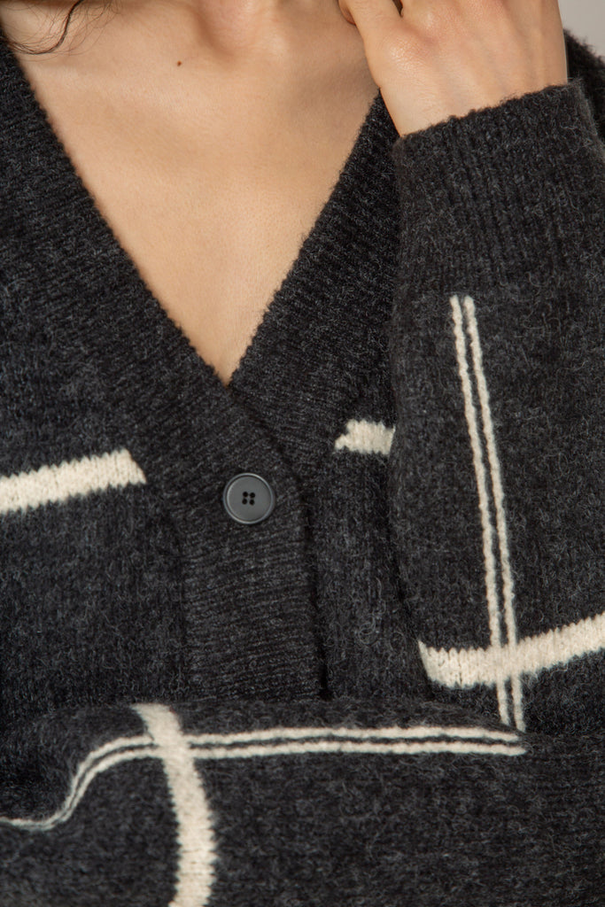 Charcoal and white giant box check cardigan_5
