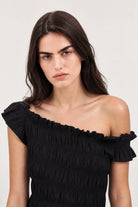 Black wide ruched asymmetric tank_4