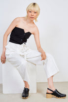 White linen tie waist trousers_5