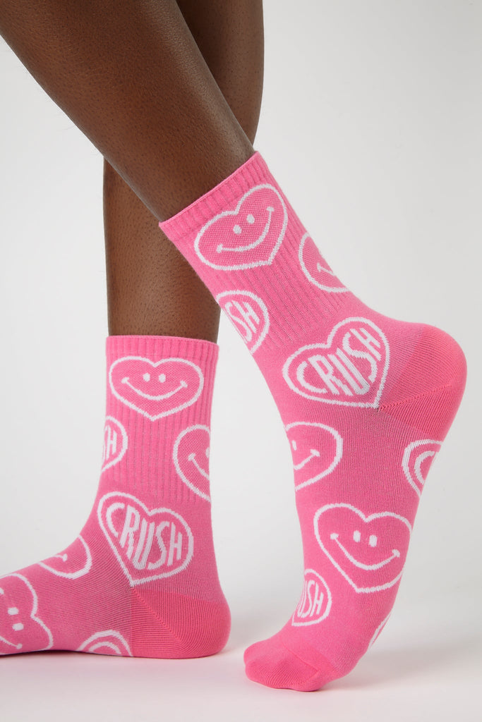 Bright pink love hearts CRUSH socks_1