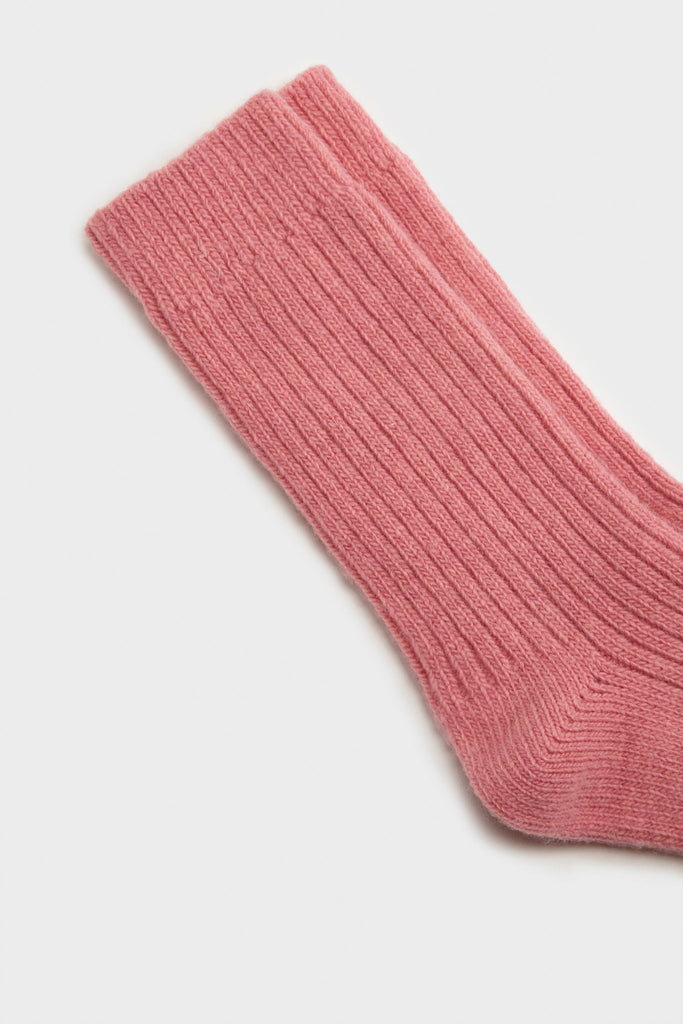 Bright pink thick ribbed cashmere blend socks_3