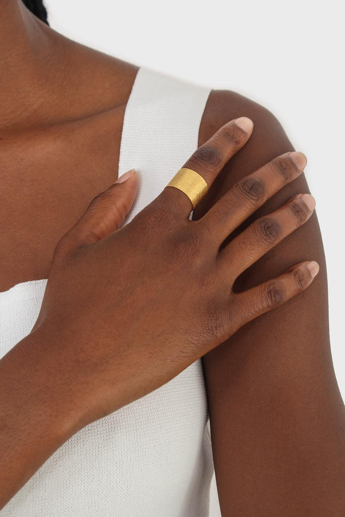 Brushed gold cuff ring_3
