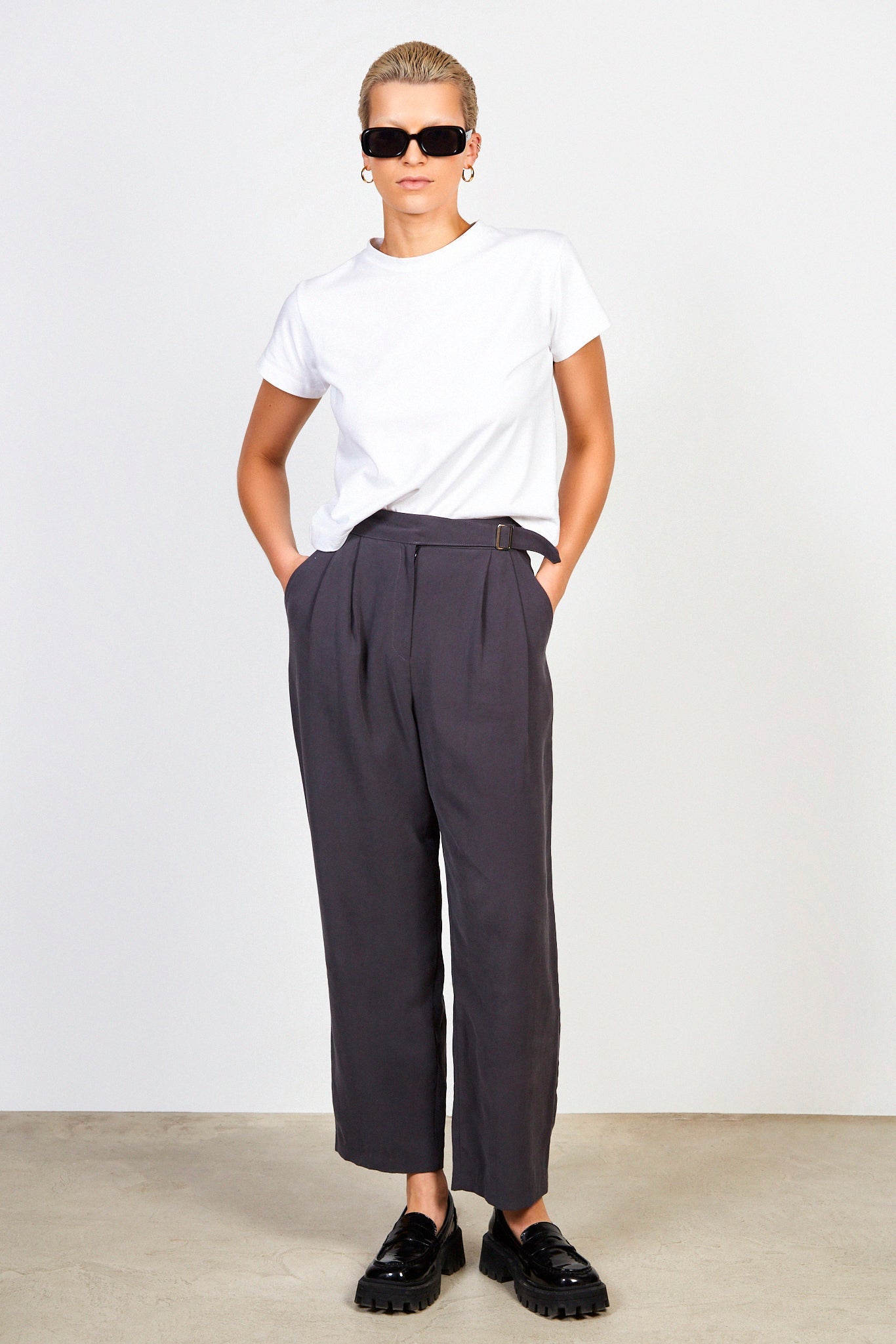 Charcoal soft belted trousers_3