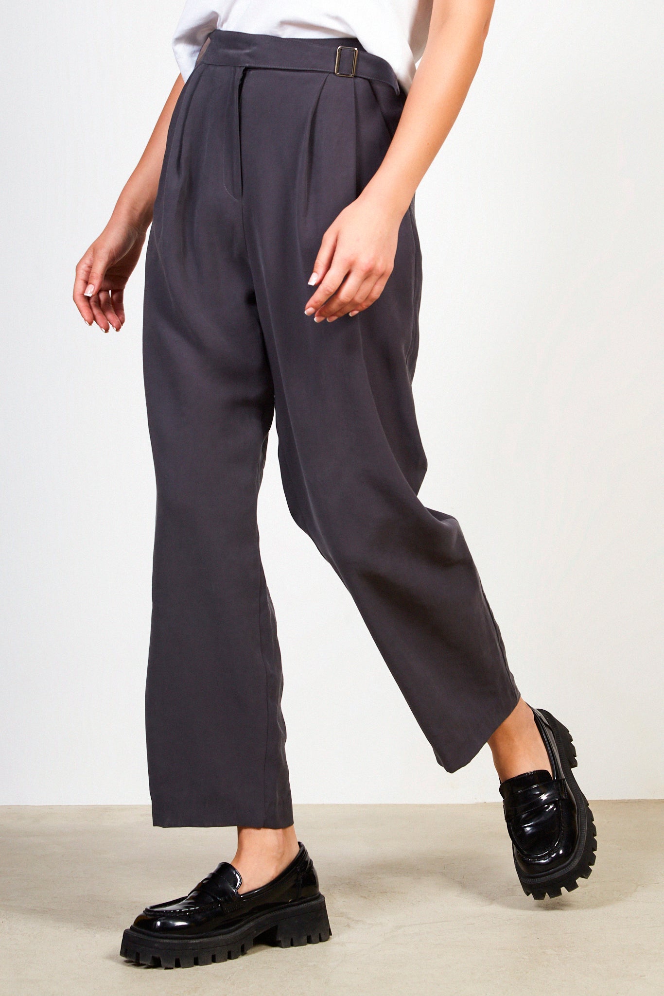 Charcoal soft belted trousers_1