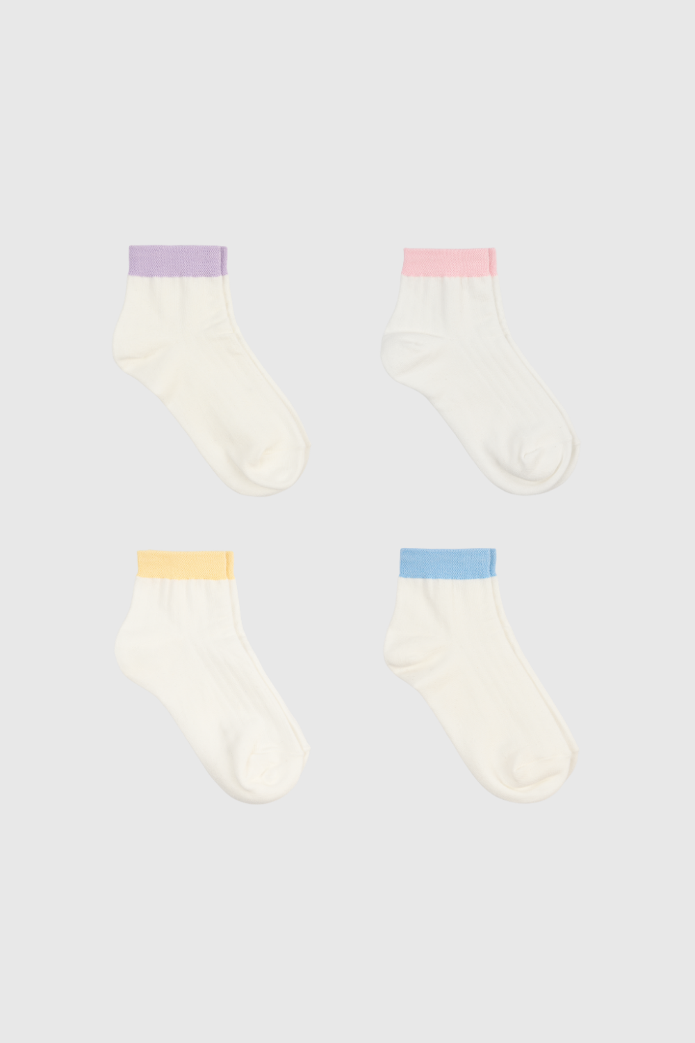 Contrast trim ankle socks - Set of 4