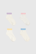 Contrast trim ankle socks - Set of 4