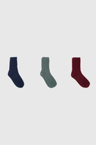 Dark ribbed cashmere wool blend socks - Set of 3