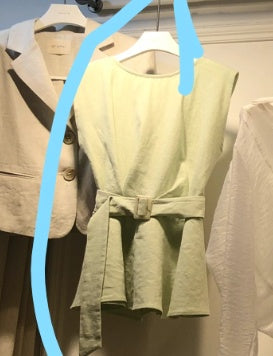 Mint belted sleeveless linen top_1