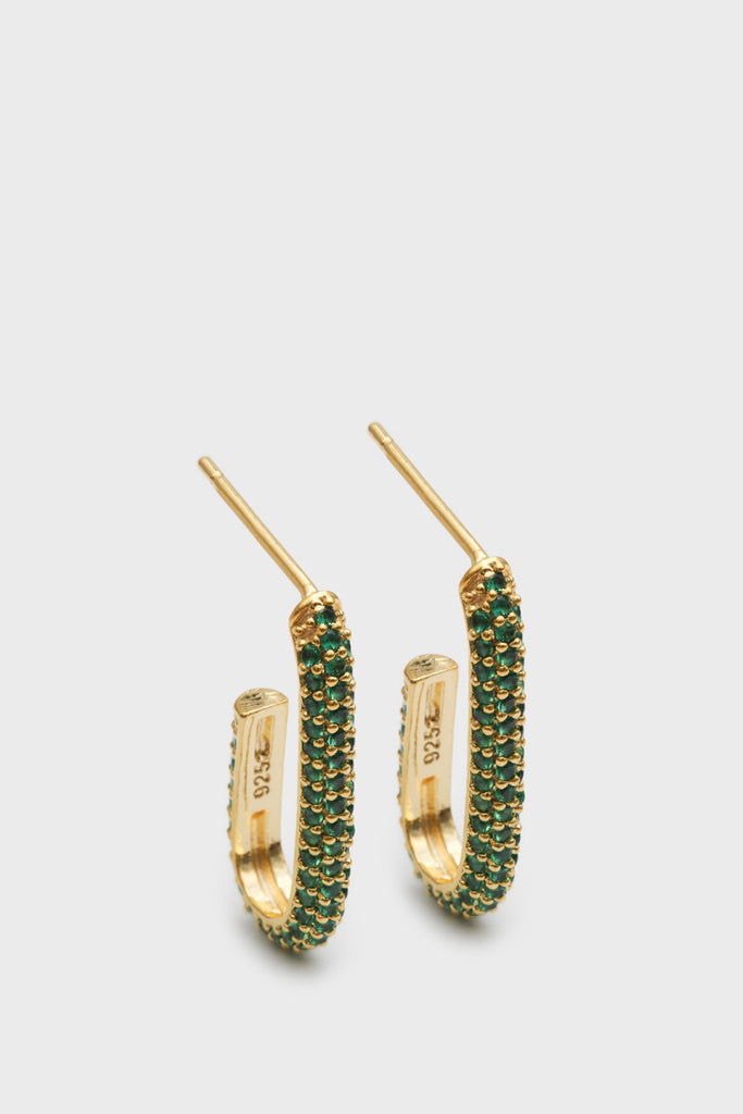 Gold and green diamante long hoop earrings_1