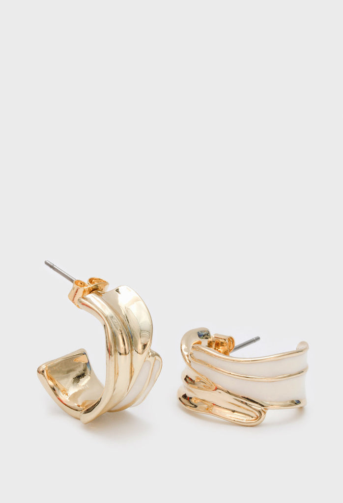 White and gold feathered thick hoops_1