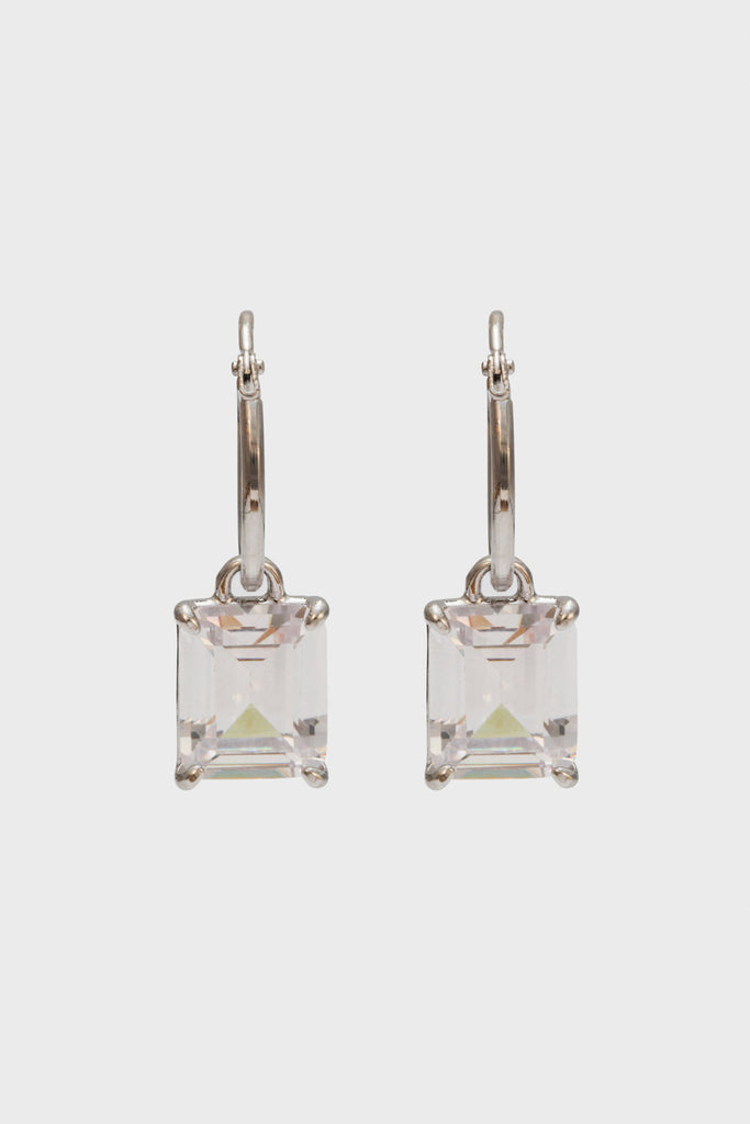 Silver rectangular diamante mini hoops_1