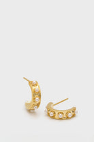 Gold dotted pearl mini hoops_1