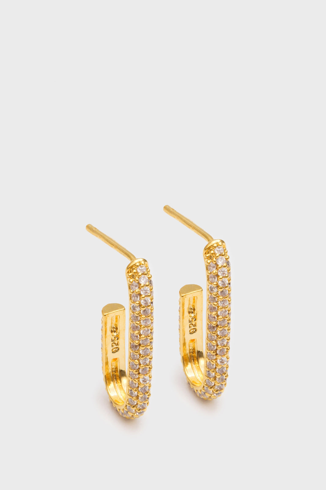Gold diamante long hoop earrings