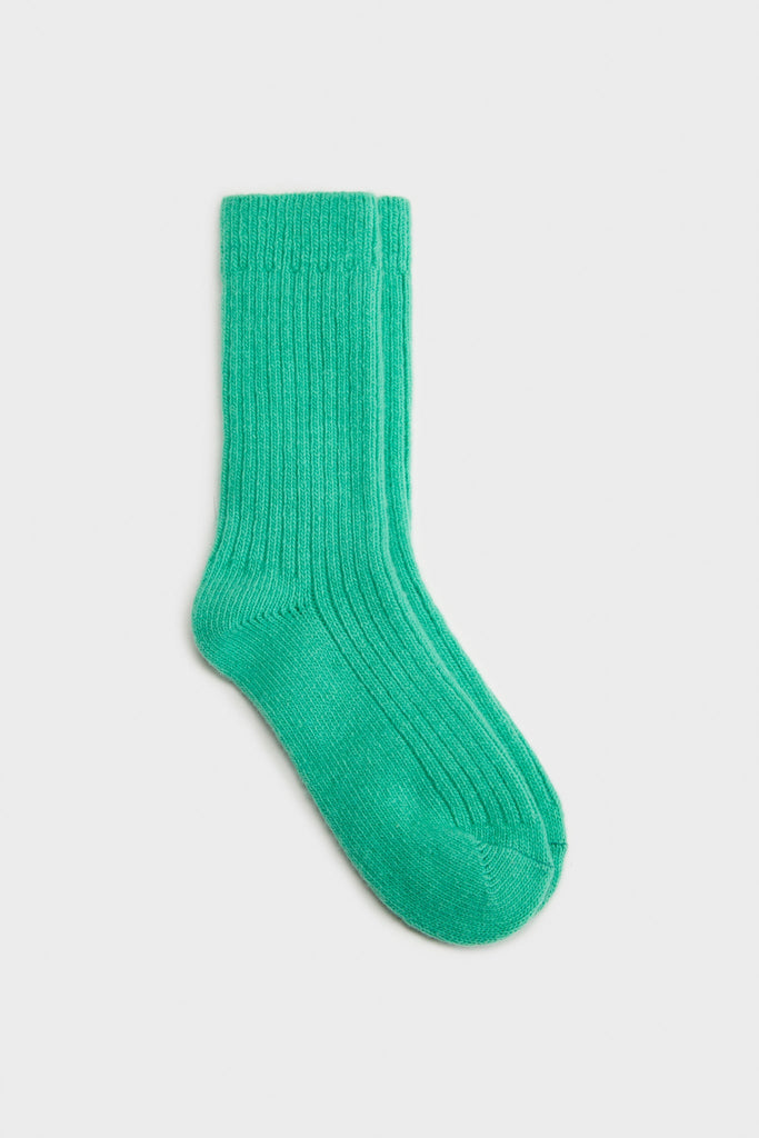 Mint green thick ribbed cashmere blend socks_2