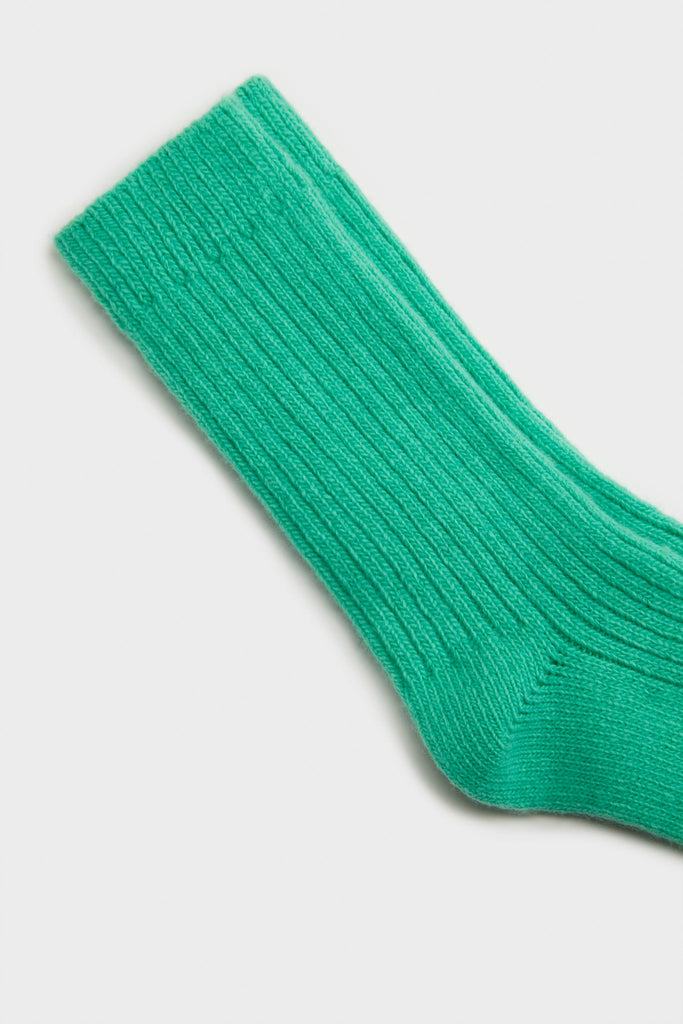 Mint green thick ribbed cashmere blend socks_3