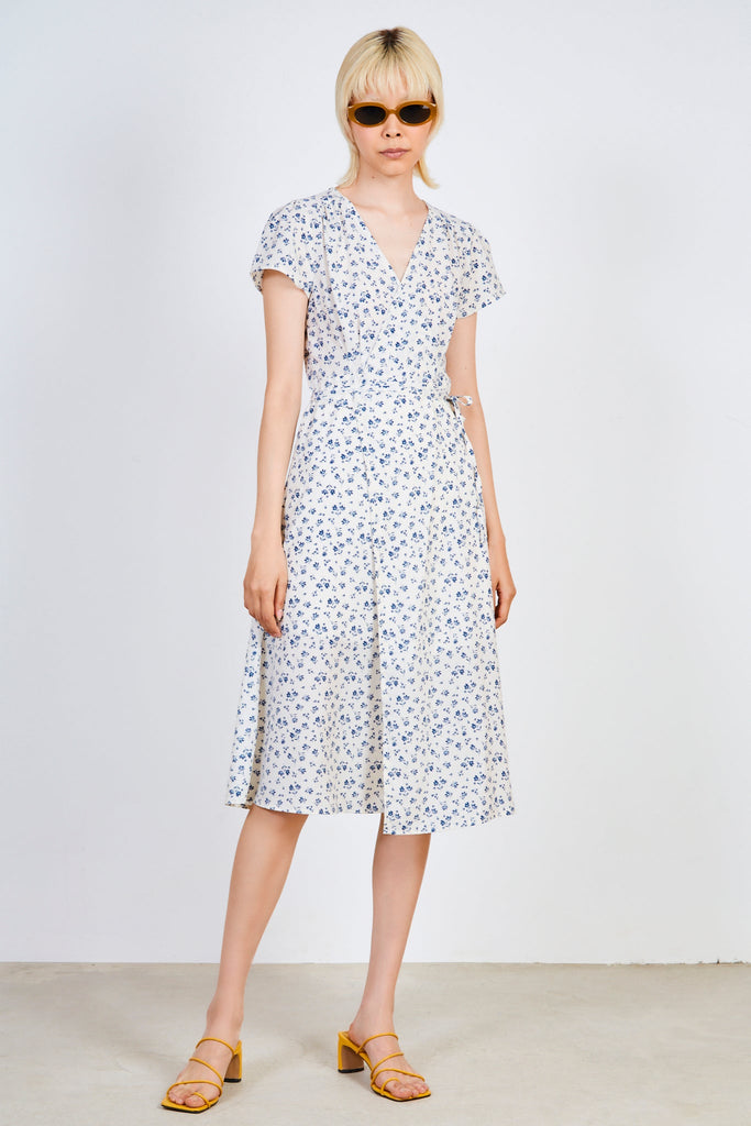 Ivory and blue floral print wrap dress_1