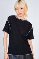 Black ivory trim collar tee_1