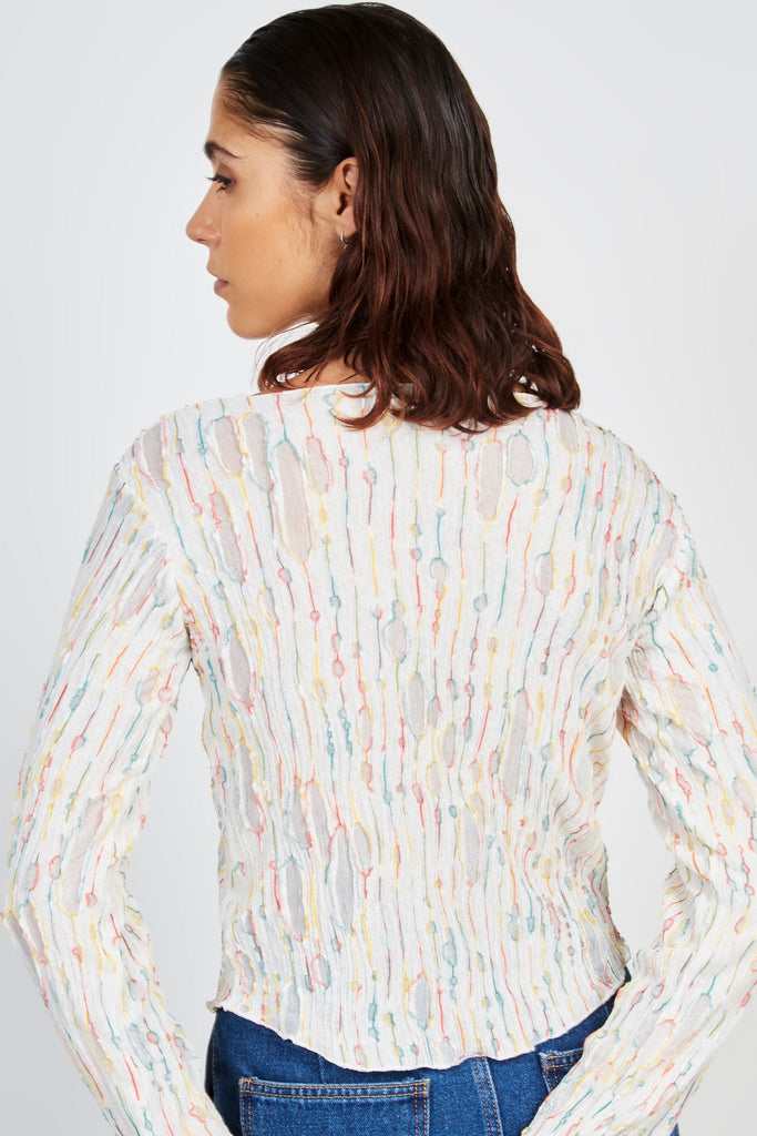Ivory semi sheer rainbow weave blouse_2