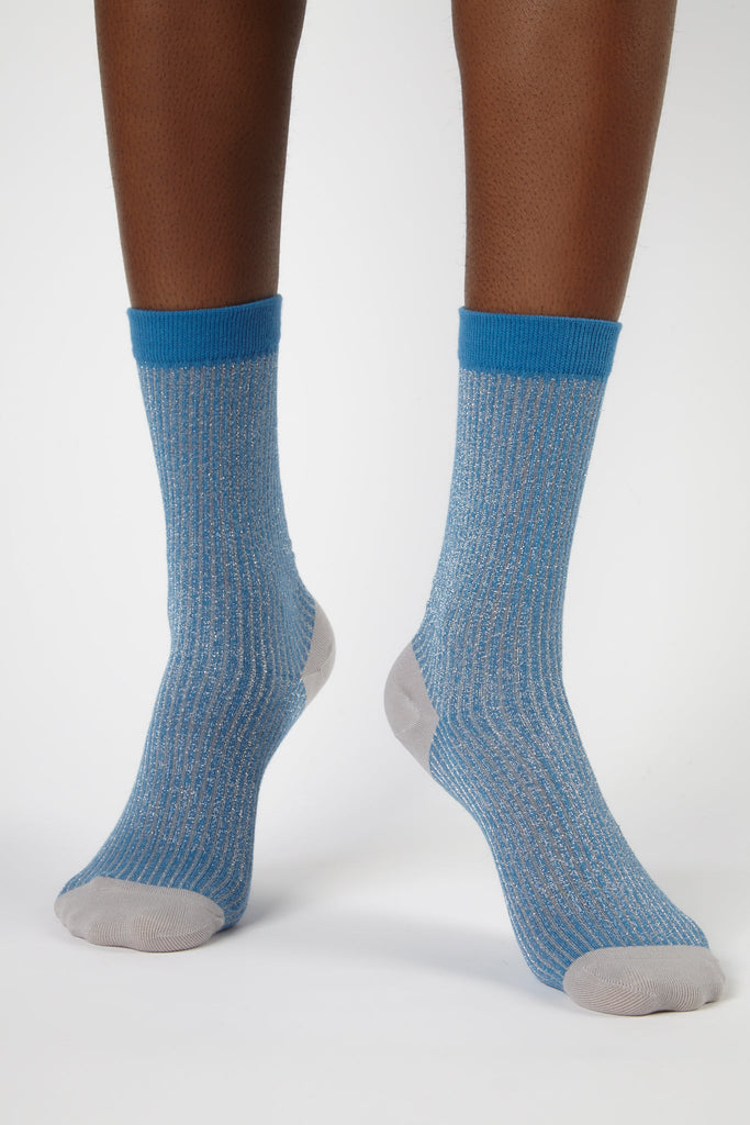 Light blue glitter striped multicolour socks_1