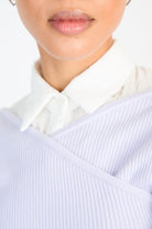 Lilac V back cross front knit top_3