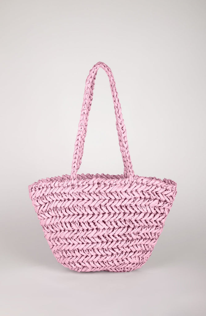 Pink straw mini tote bag_1