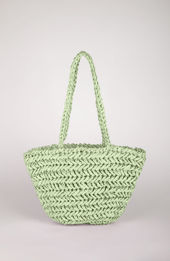Lime green straw mini tote bag_1
