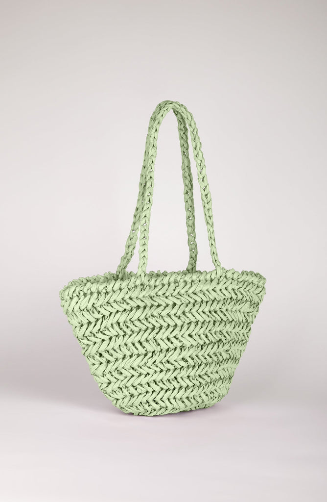 Lime green straw mini tote bag_2