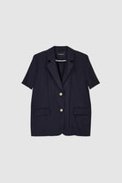 Navy blue short sleeved boxy blazer_3