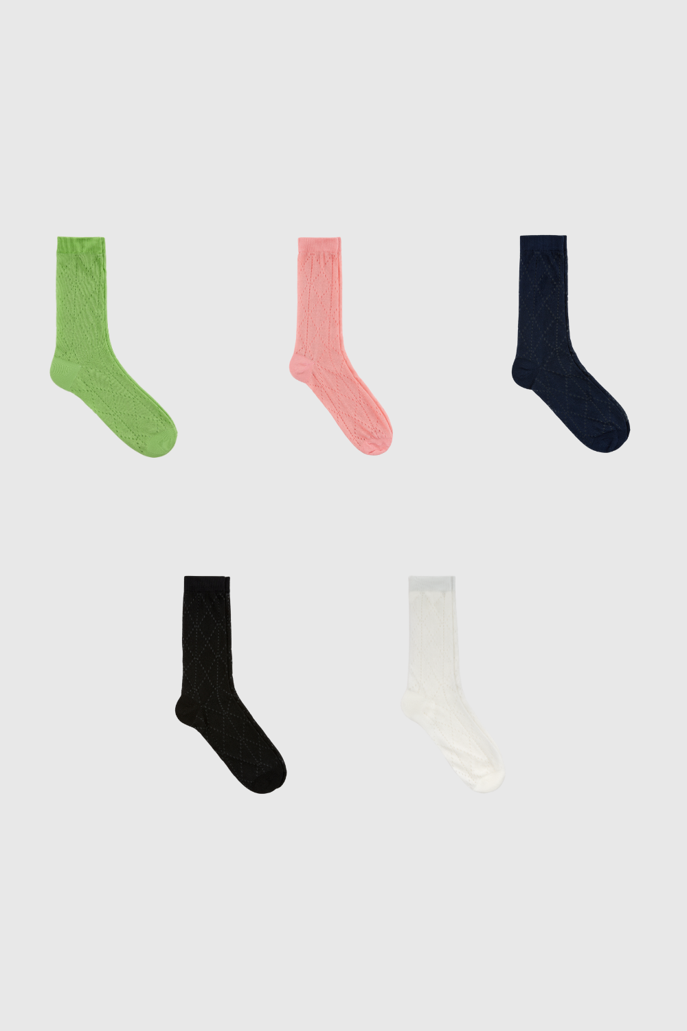 Semi sheer dotted diamond socks - Set of 5