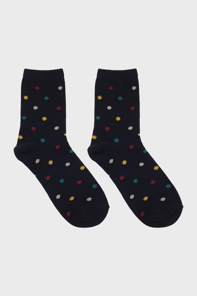 Navy rainbow polka dots socks_2