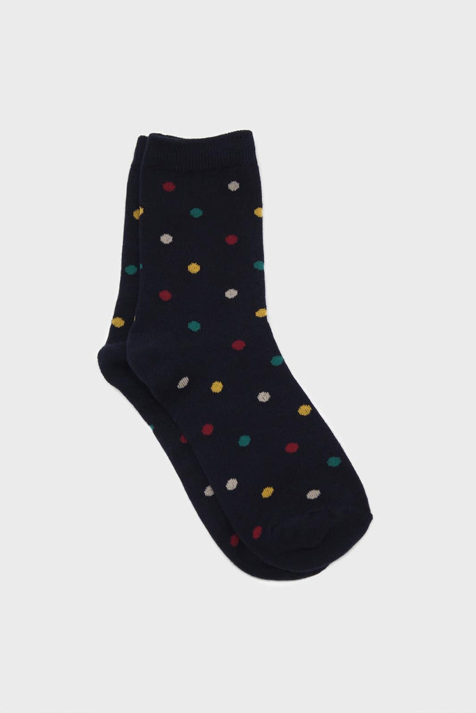 Navy rainbow polka dots socks_1