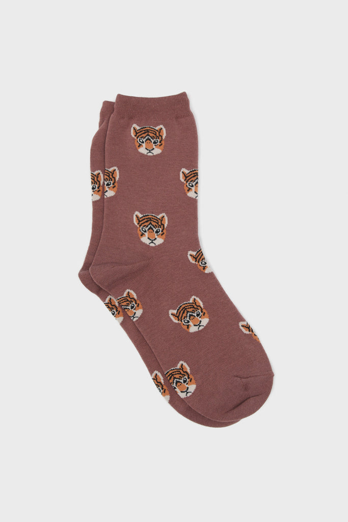 Pale brown 'Zodiac Tiger' socks_1