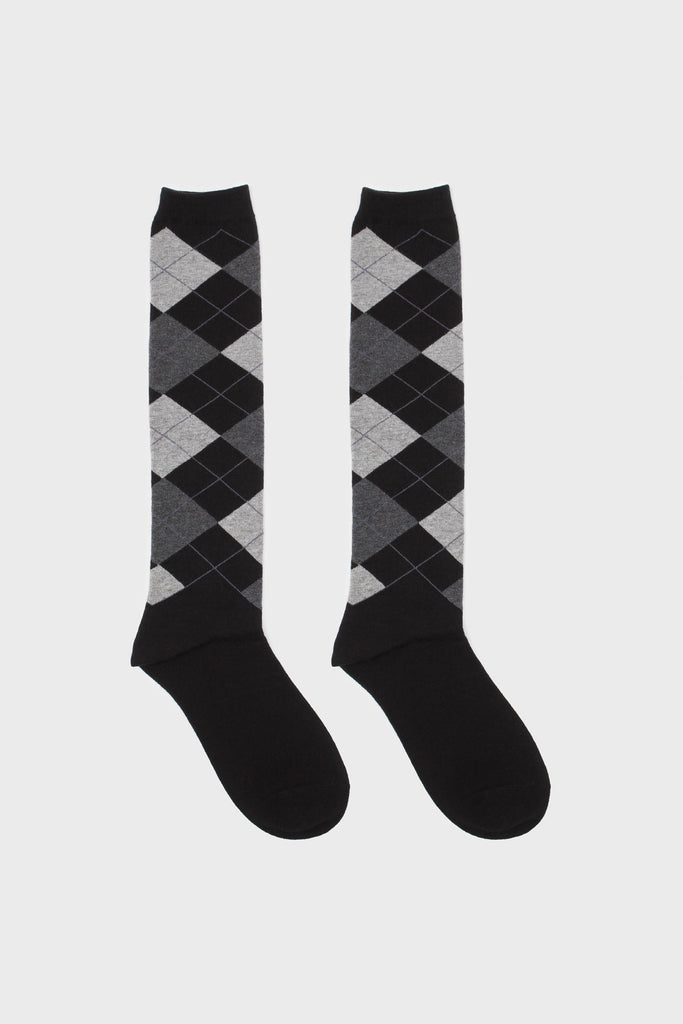 Black argyle knee high socks_3
