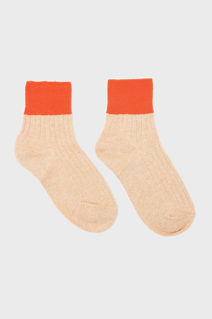 Peach and orange candy colourblock socks_5