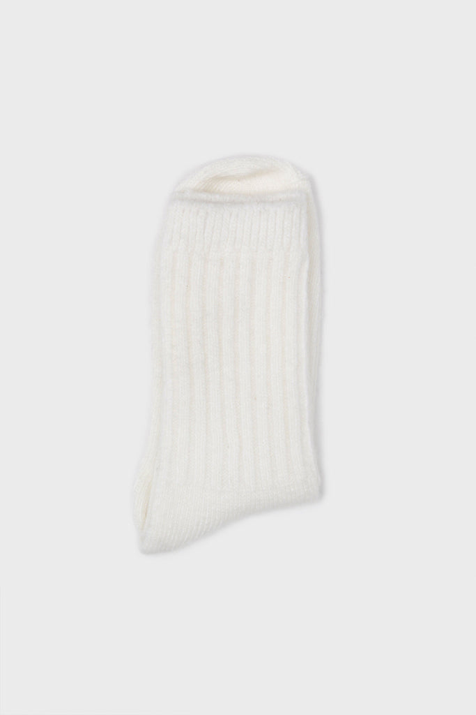 White ribbed cashmere wool blend socks_4