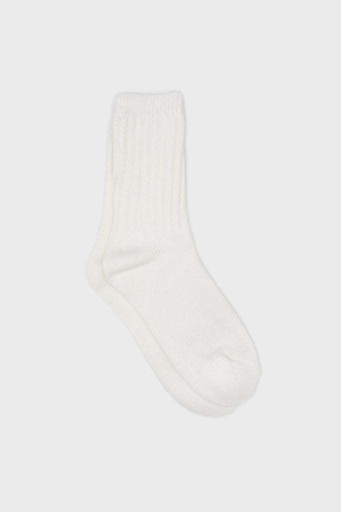 White ribbed cashmere wool blend socks_1