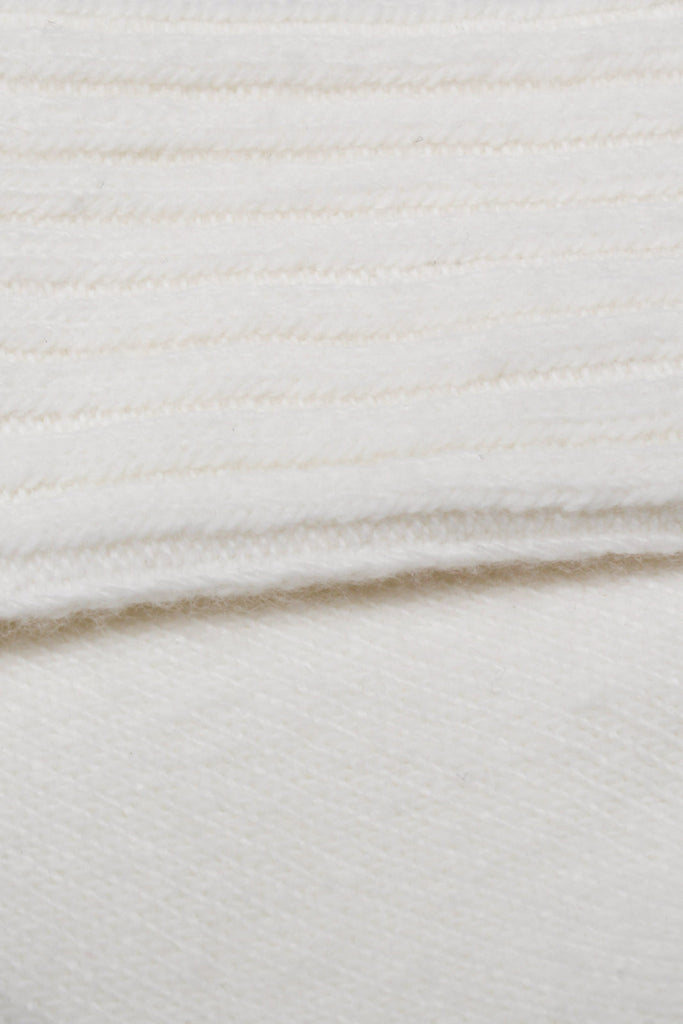 White ribbed cashmere wool blend socks_3
