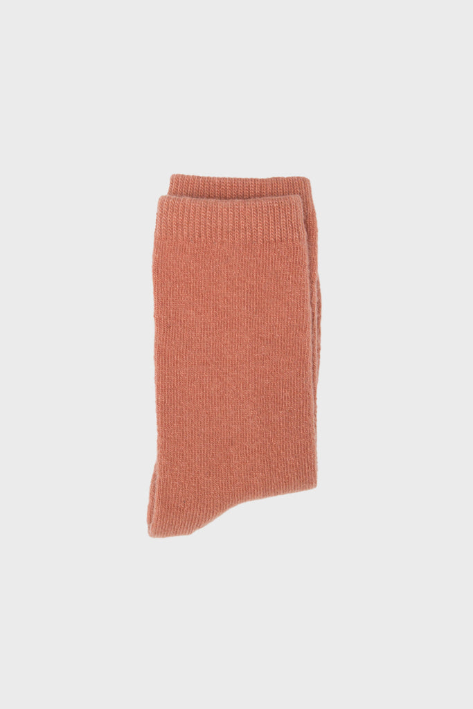 Deep peach smooth cashmere wool blend socks_4