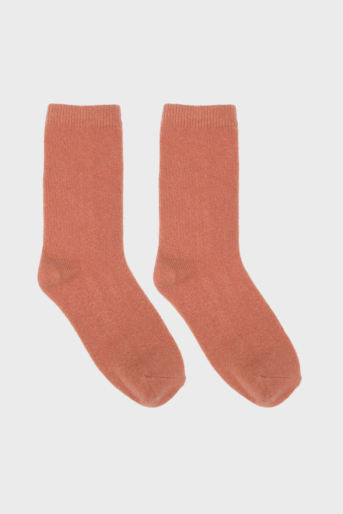 Deep peach smooth cashmere wool blend socks_2