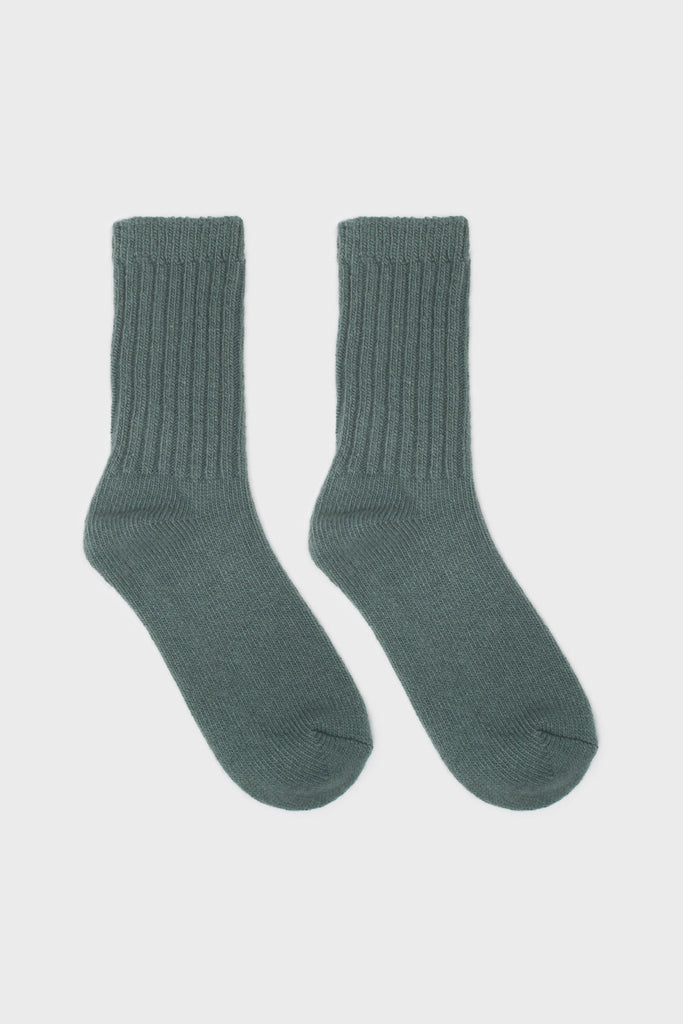 Mint ribbed cashmere wool blend socks_2