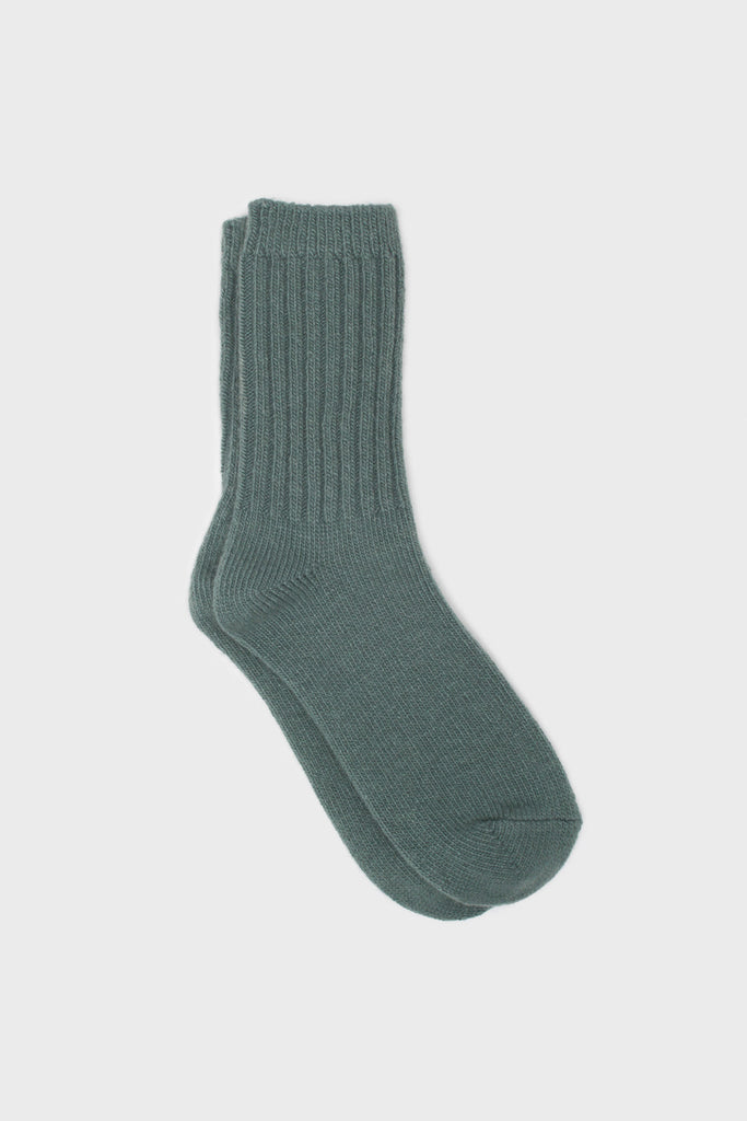 Mint ribbed cashmere wool blend socks_1