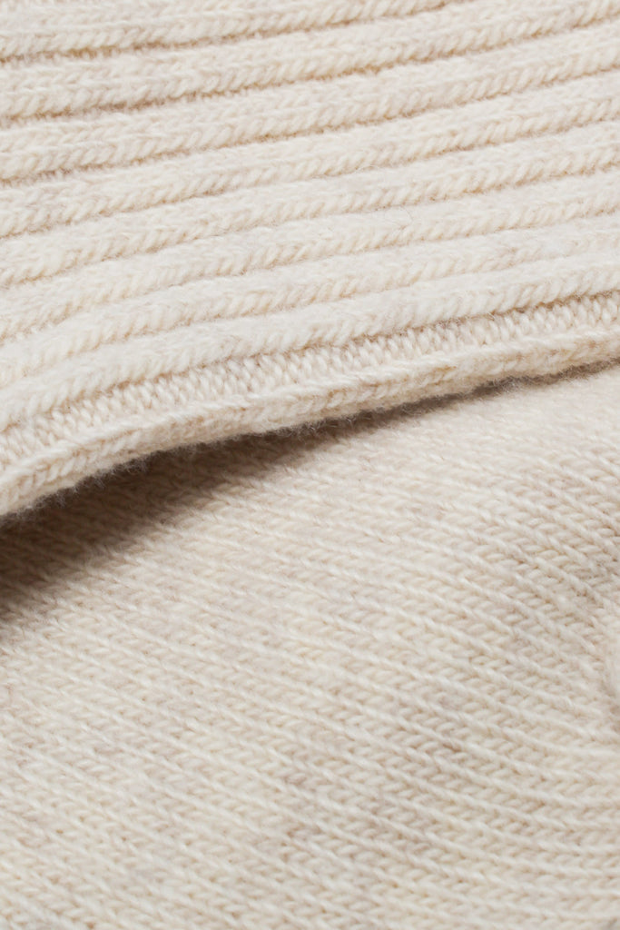 Cream ribbed cashmere wool blend socks_3