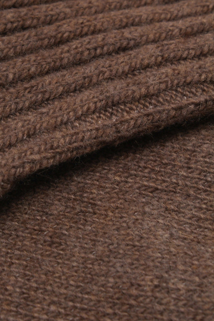 Dark beige ribbed cashmere wool blend socks_3