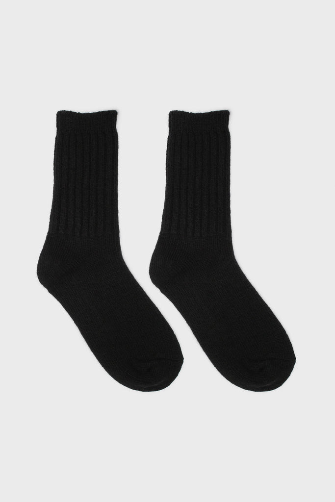 Black ribbed cashmere wool blend socks_2