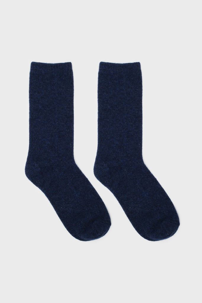 Blue smooth cashmere wool blend socks_3